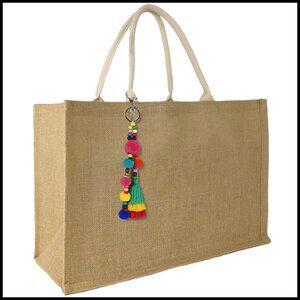 Large Woven Straw Beach Tote Bag Boho Tassel Shoulder Bag Handmade Eco-Friendly